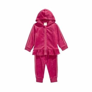 Baby Girls 2 piece set velour Peplum Hoodie & Jogger Pants 6-9 M